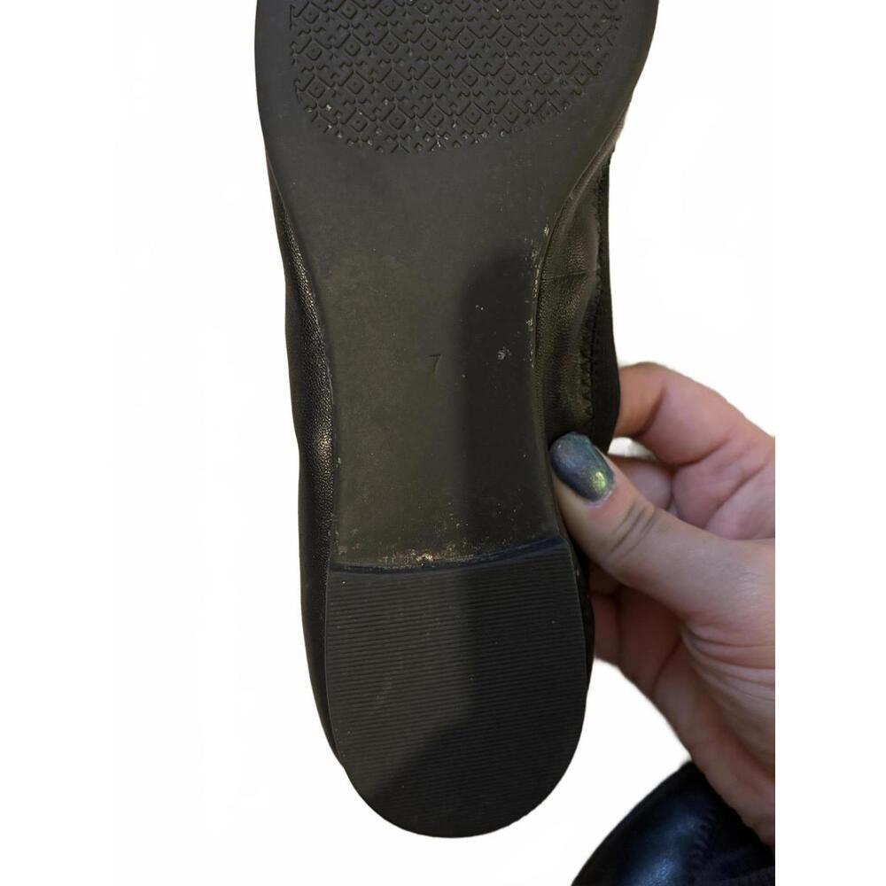 Tory Burch Black Leather Ballet Flats with Logo Accent sz 7 - Picture 8 of 8